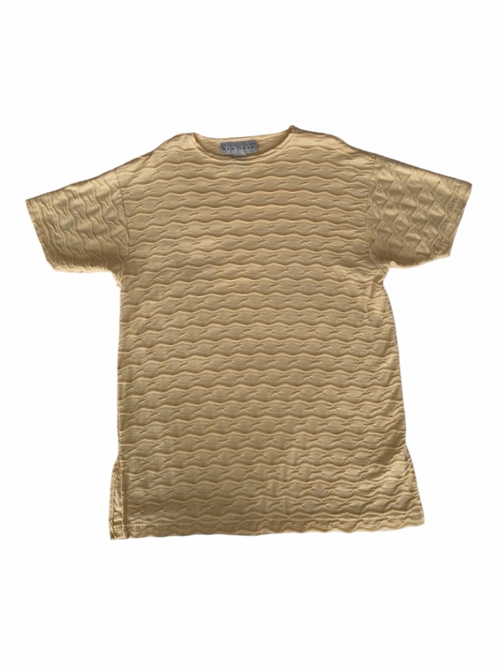 Vintage Style New York Shirt Women XS Yellow Oversized Textured Short Sleeves